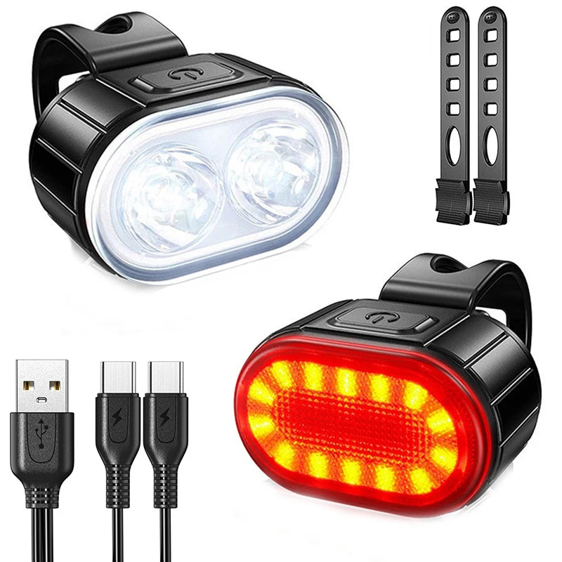 Bike Lights LED Bicycle Lamp – Rechargeable Front & Rear Set
