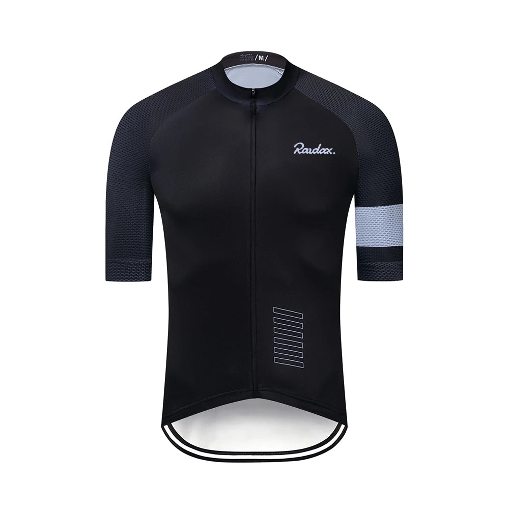 Raudax Classic Black Cycling Jersey – Breathable & Performance-Ready