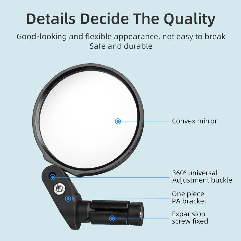 ROCKBROS HD Rearview Bike Mirror - 360° Adjustable MTB/Road Handlebar Mirror for Cycling Safety