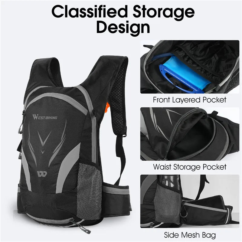 WEST BIKING 10L Ultralight Cycling Backpack – Water-Resistant, Foldable & Reflective Outdoor Sport Bag