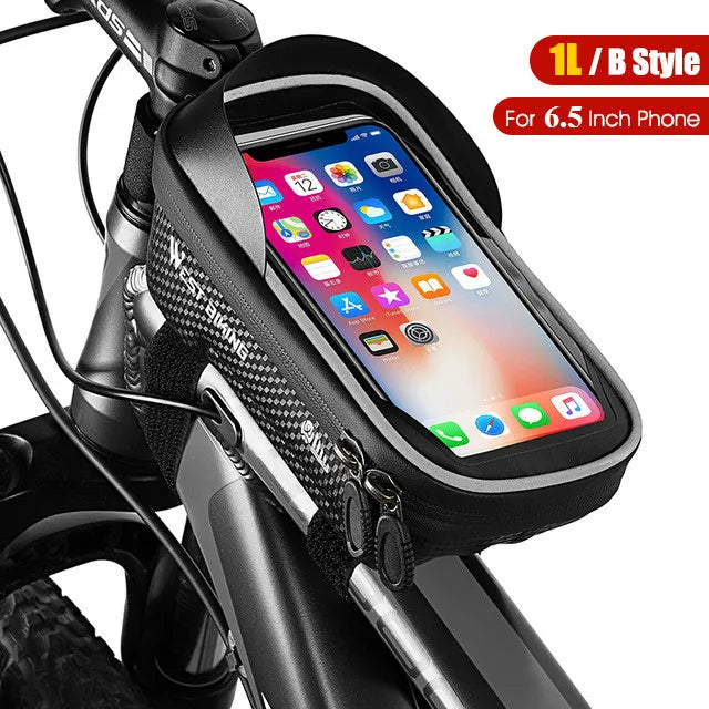 WEST BIKING Waterproof Bicycle Phone Bag – Sensitive Touchscreen Front Frame Bag for MTB & Road Bikes