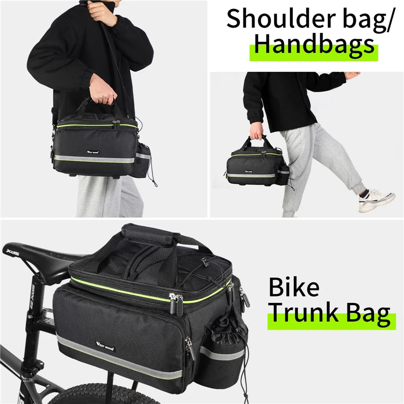 WEST BIKING Waterproof Bicycle Saddle Bags – Expandable 3-in-1 Rear Trunk Bags for Travel & Commuting