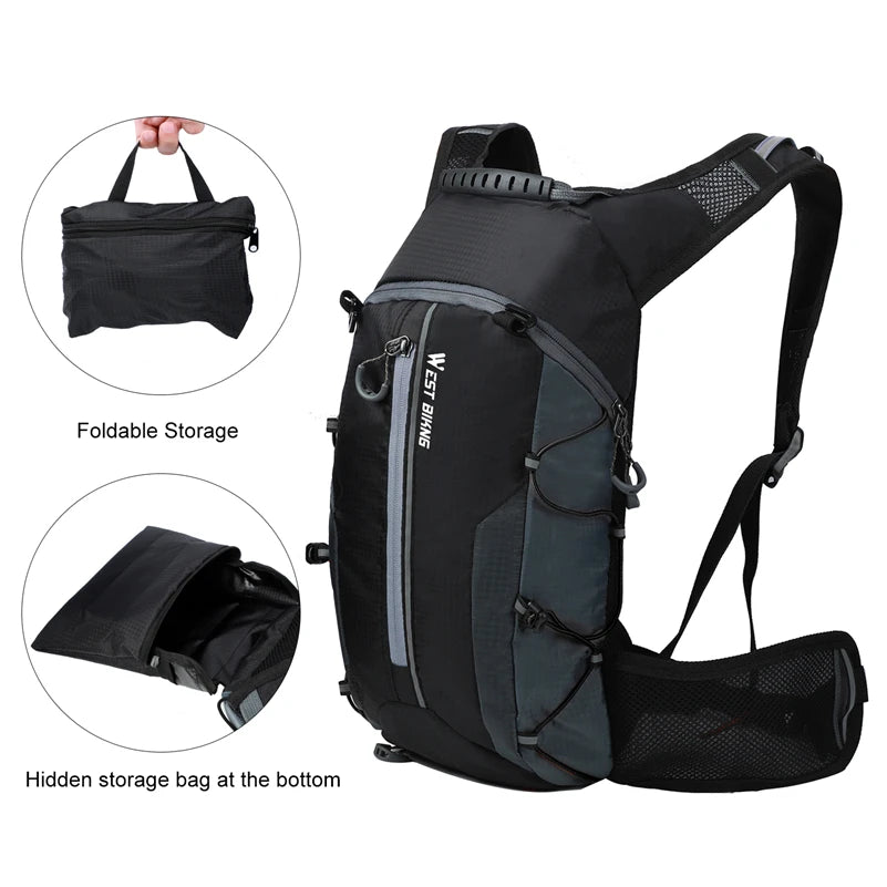 WEST BIKING 10L Ultralight Waterproof Cycling Backpack – Breathable, Foldable Outdoor Travel Bag