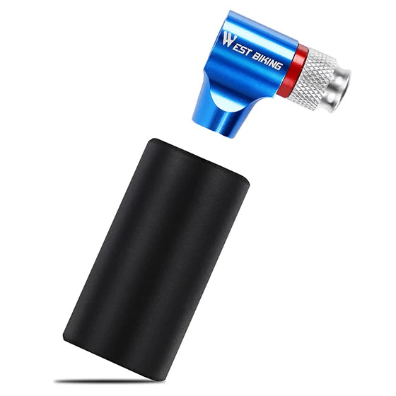 WEST BIKING Portable Bike Pump – CO2 Air Inflator with Insulated Cover for Presta & Schrader Valves