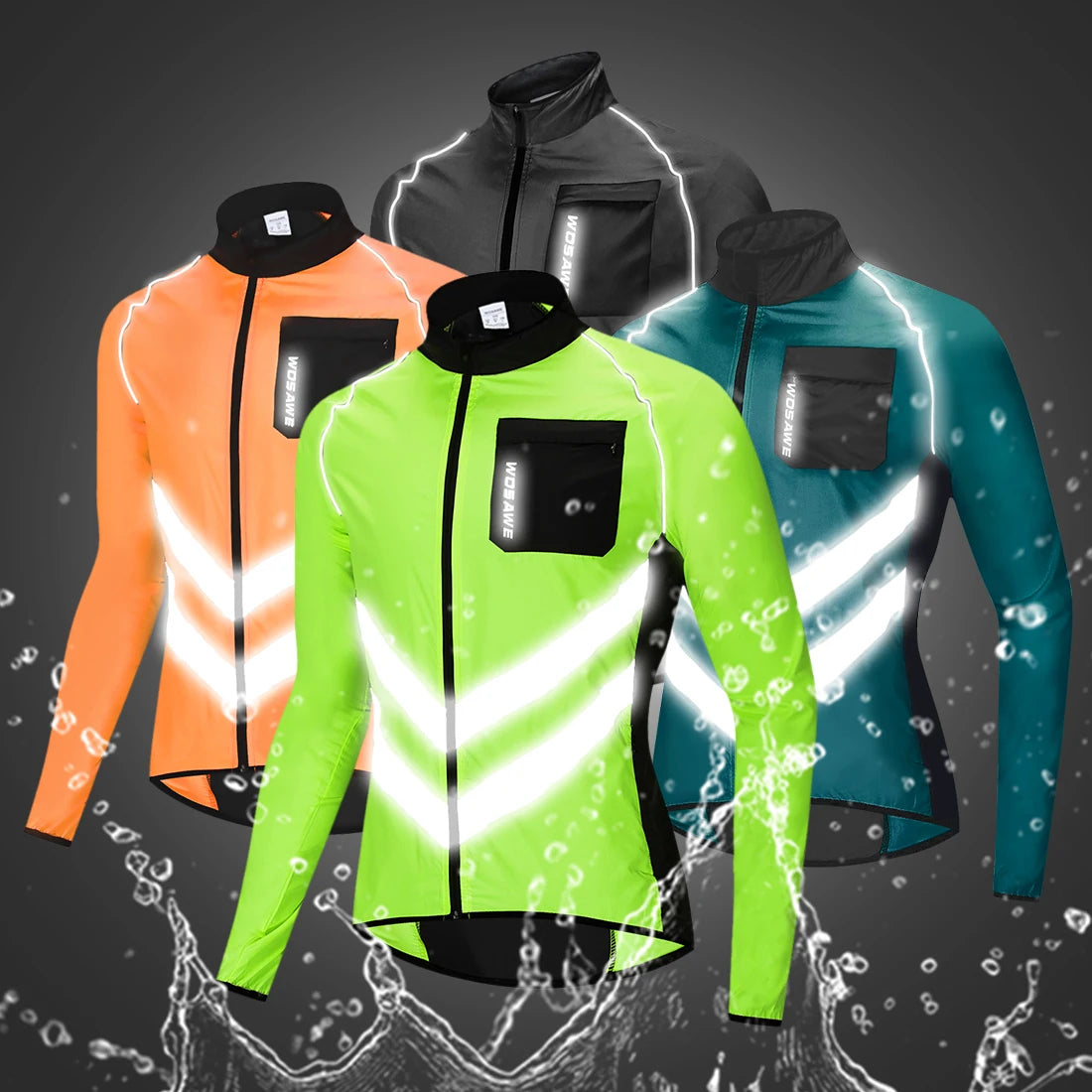 WOSAWE Windproof Cycling Jacket – Lightweight, Waterproof & Reflective