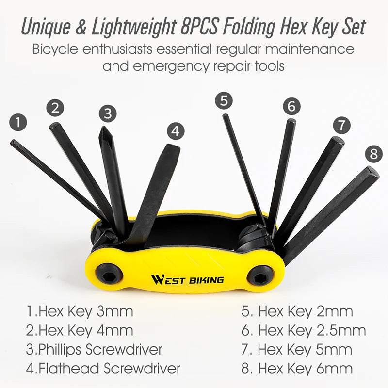 WEST BIKING Multi-Function Steel Bicycle Tools Kit – Compact, Durable & Essential for Bike Maintenance
