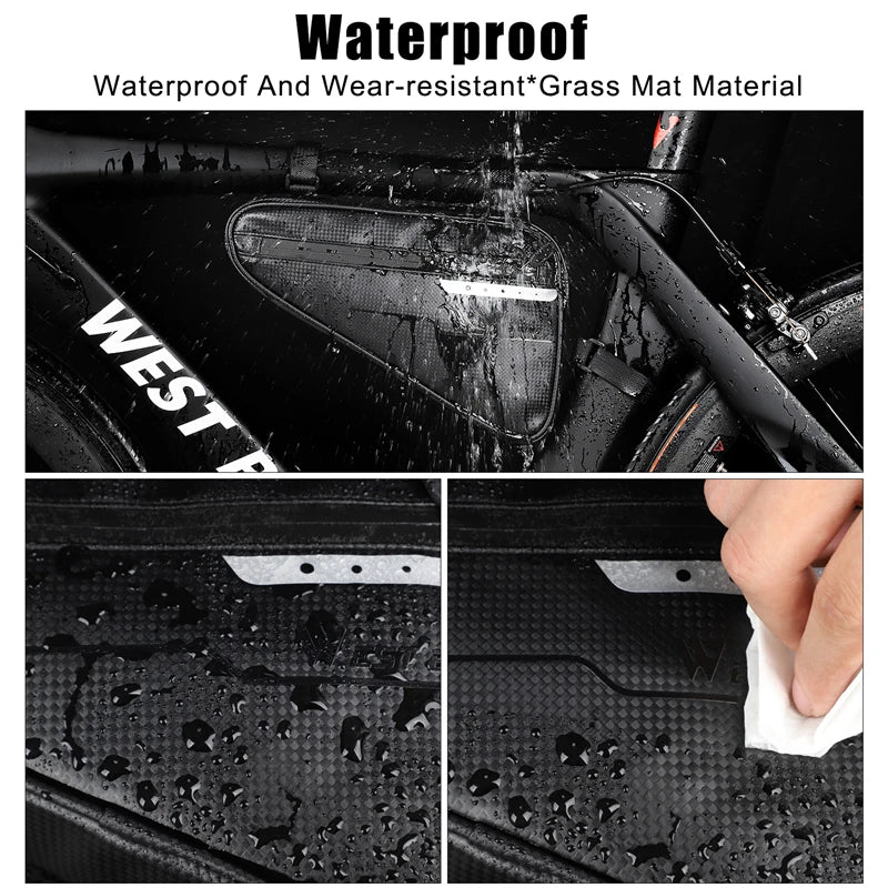 WEST BIKING Waterproof Triangle Bike Bag – 3L Large Capacity Frame Pouch for MTB & Road Cycling