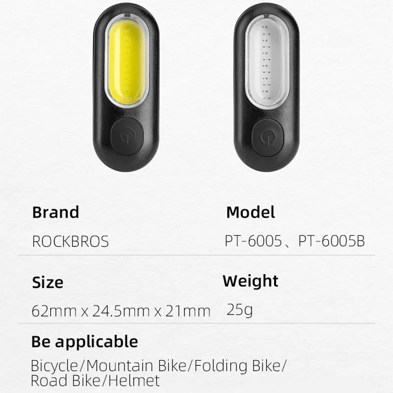 ROCKBROS Bicycle Rear Light Type-C Rechargeable 5 Modes Rainproof Taillight for Cycling Accessories