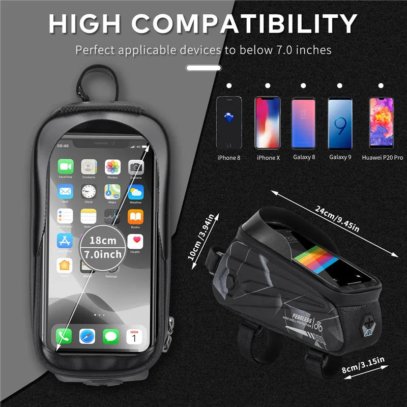 WEST BIKING Waterproof Bicycle Phone Bag – Sensitive Touchscreen Front Frame Bag for MTB & Road Bikes