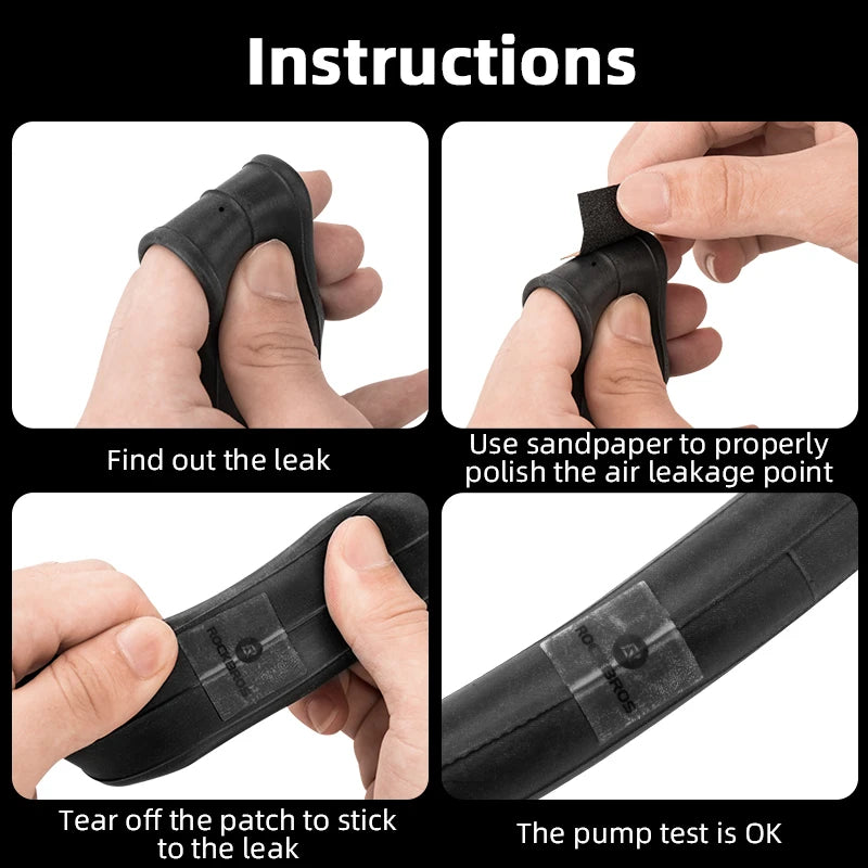 ROCKBROS No-Glue Bicycle Tyre Repair Kit – Super-Sticky Patches for Road & Mountain Bike Tyres