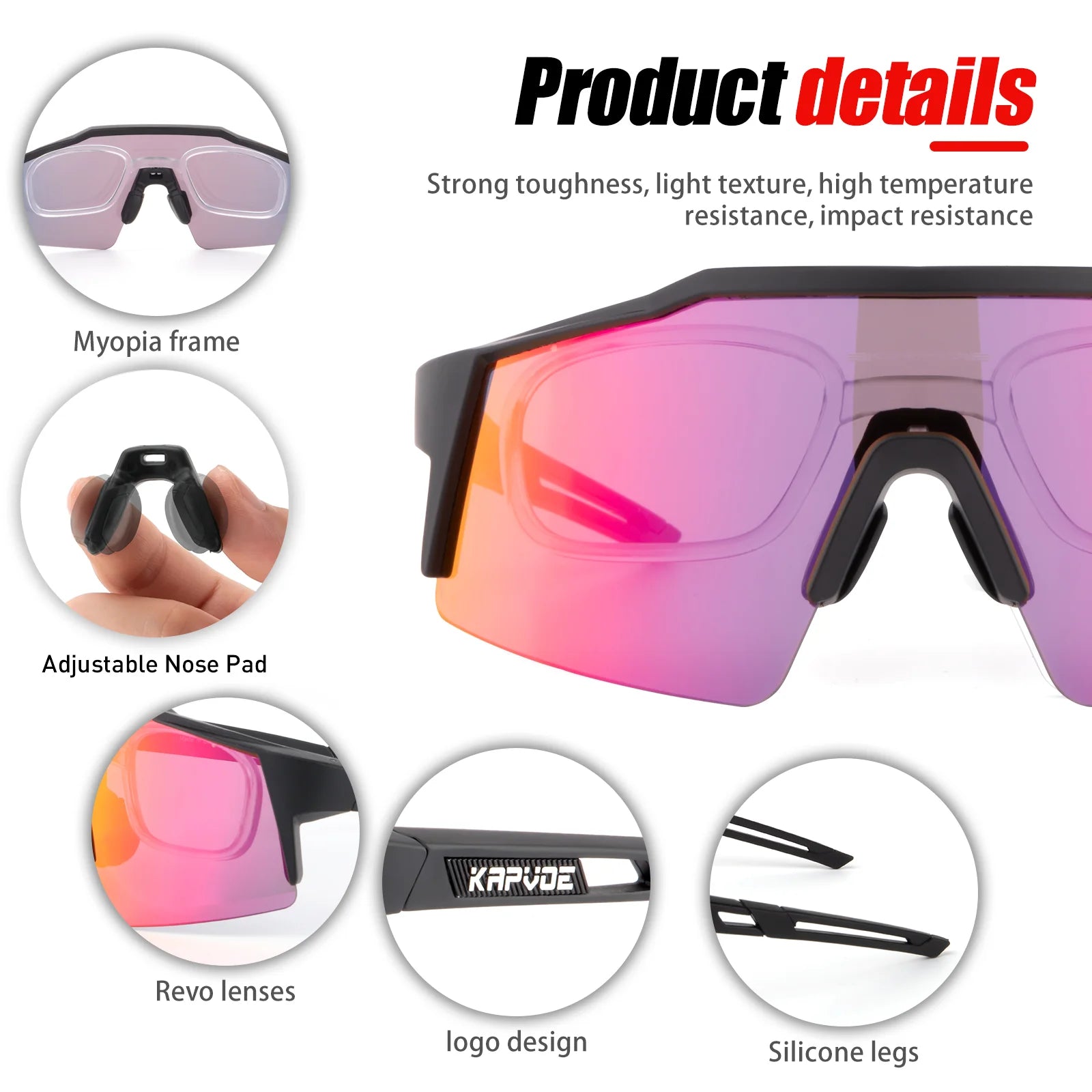 Kapvoe Polarized Cycling Sunglasses – UV400 Protection for Outdoor Sports