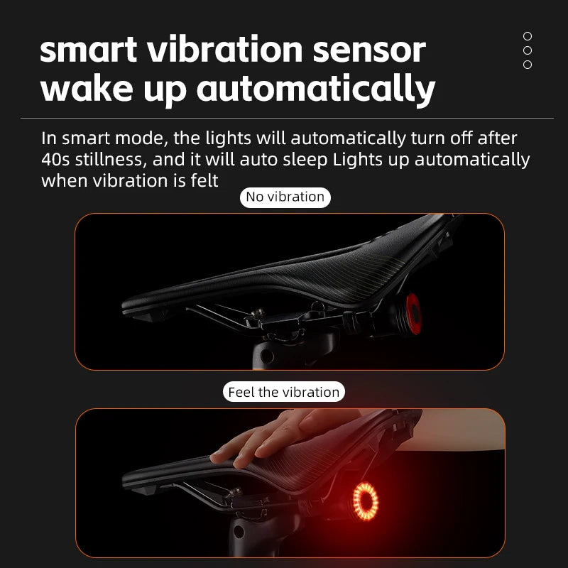 WEST BIKING Smart Sensing Bicycle Taillight – IPX6 Waterproof Rear Light with Type-C Charging