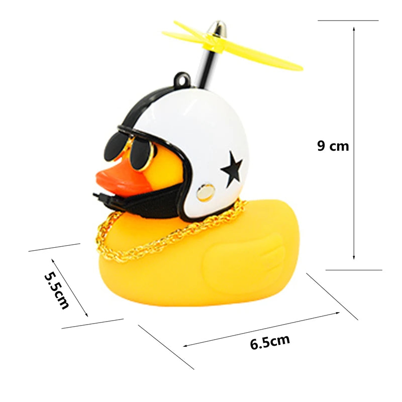 CXWXC Little Yellow Duck Bicycle Bell Fun Cartoon Air Horn with Helmet Propeller and LED Light