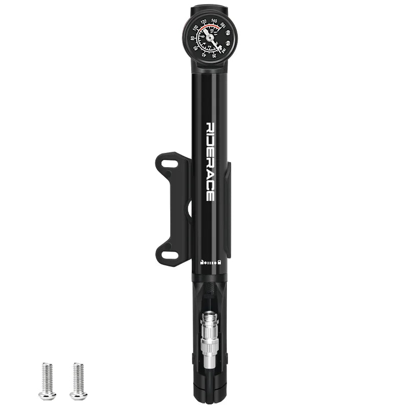 RIDERACE Bicycle Pump – High-Pressure, Portable & Multi-Use Air Inflator with Gauge & Digital Display