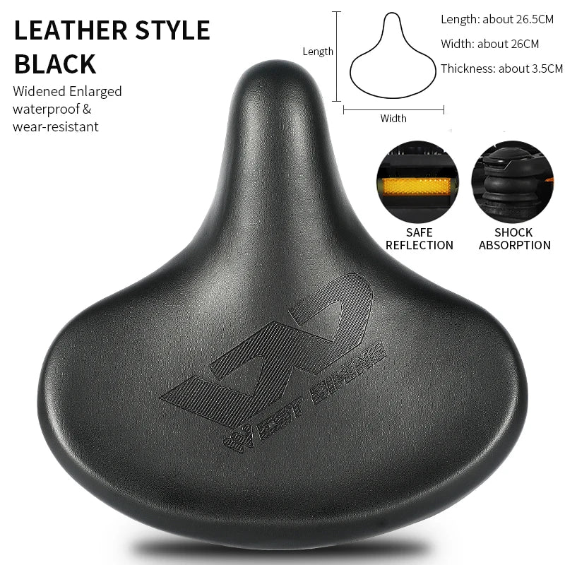 WEST BIKING Wide Comfortable Retro Bicycle Saddle – Soft PU Leather Shock-Absorbing Seat for Electric & City Bikes