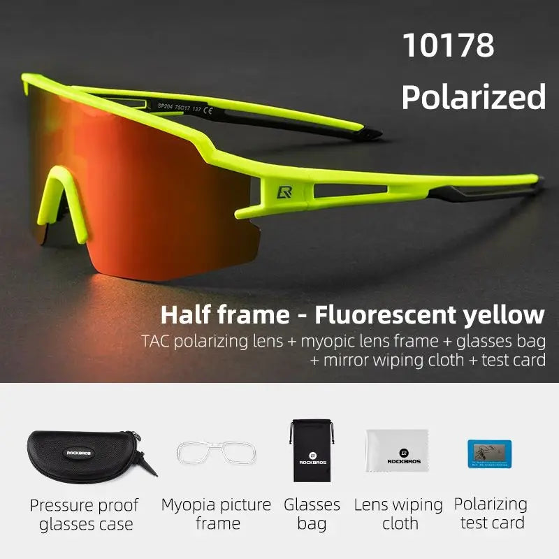 ROCKBROS Photochromic Cycling Glasses - Polarised, Built-in Myopia Frame, Sports Sunglasses, Unisex
