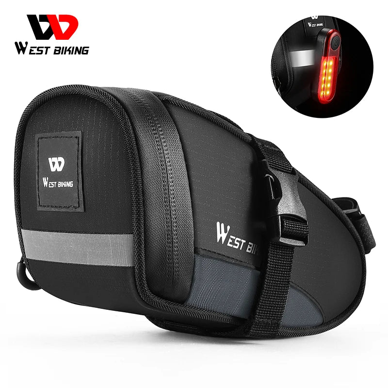 WEST BIKING 1.2L Waterproof Saddle Bag – Ultralight, Reflective & Tail Light Compatible