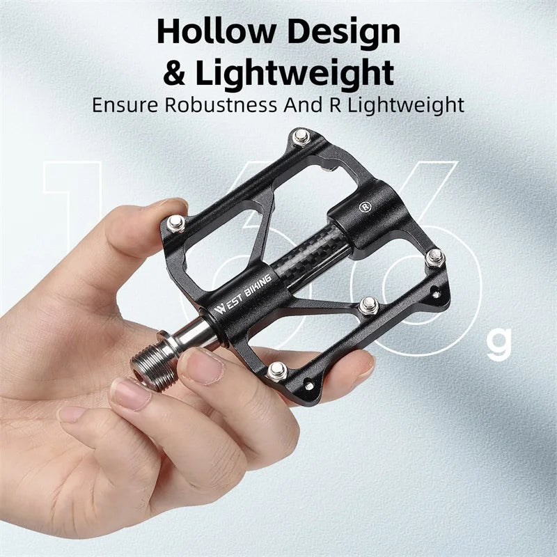 WEST BIKING Titanium Axle Bike Pedals – Ultralight, Anti-Slip, and Durable for Road & MTB Cycling