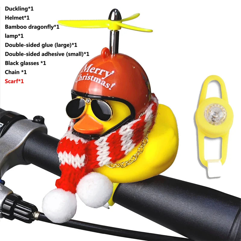 CXWXC Little Yellow Duck Bicycle Bell Fun Cartoon Air Horn with Helmet Propeller and LED Light