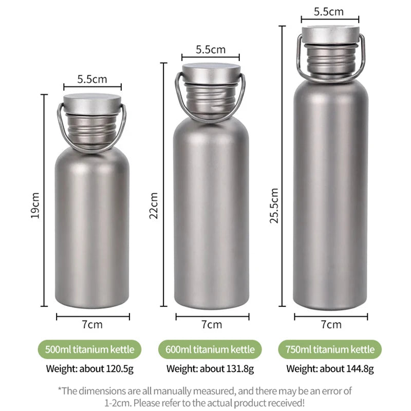 600ml / 750ml Titanium Water Bottle – Lightweight Outdoor Camping & Cycling Essential