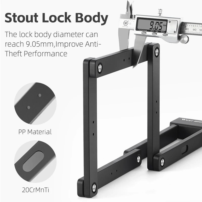 WEST BIKING Heavy-Duty Foldable Bike Lock – Anti-Theft Alloy Steel Design for Maximum Security