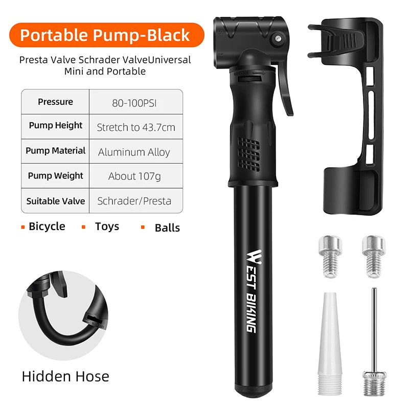 Portable Mini Bicycle Pump – High-Pressure, Lightweight & Universal Schrader/Presta Compatibility