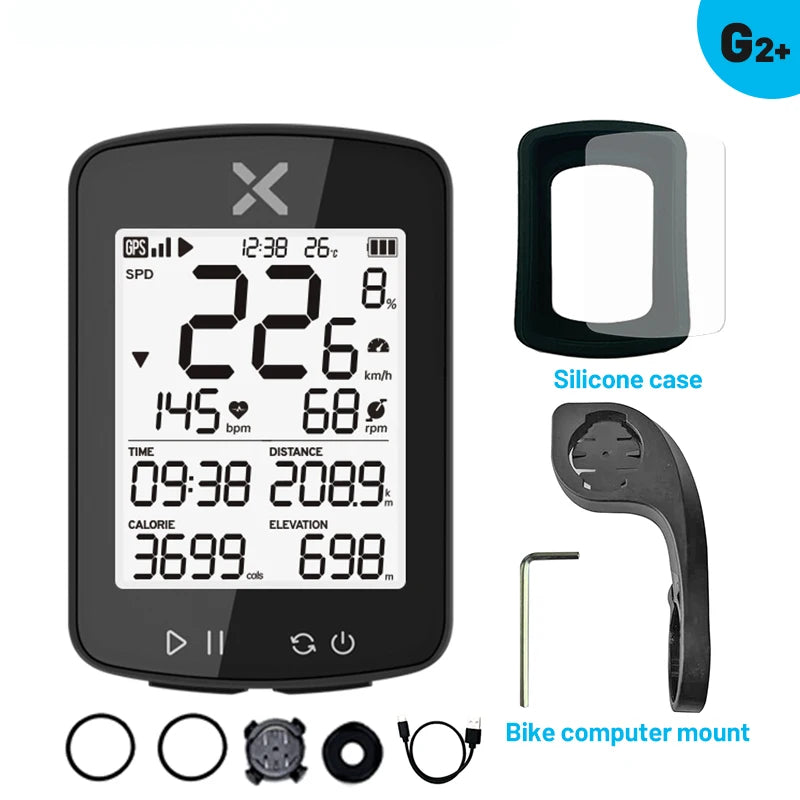 XOSS G2 G2 Plus Cycling Computer Wireless GPS Speedometer with ANT+ Connectivity and IPX7 Waterproof