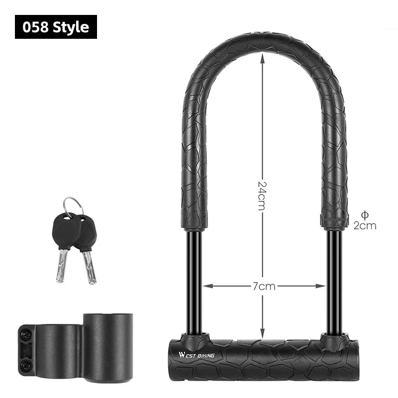 WEST BIKING Portable Bicycle U-Lock – Durable Anti-Theft Safety Lock for Bikes, Motorcycles, and Doors