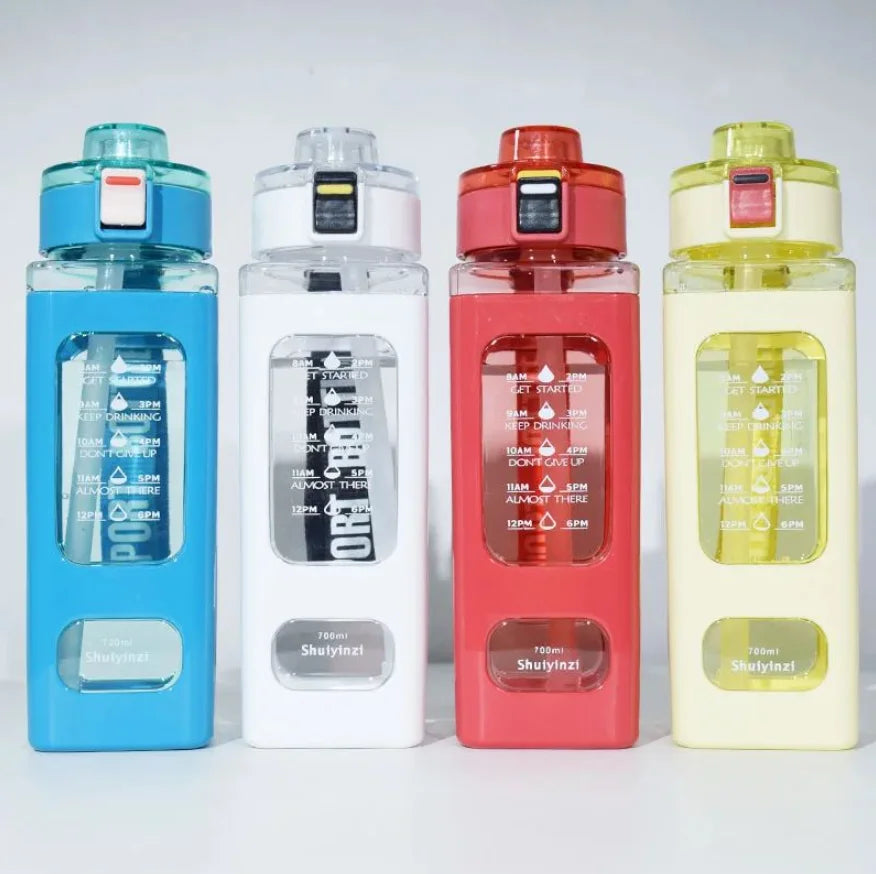 700ml White Sports Water Bottle – Portable & Durable for Outdoor & Cycling