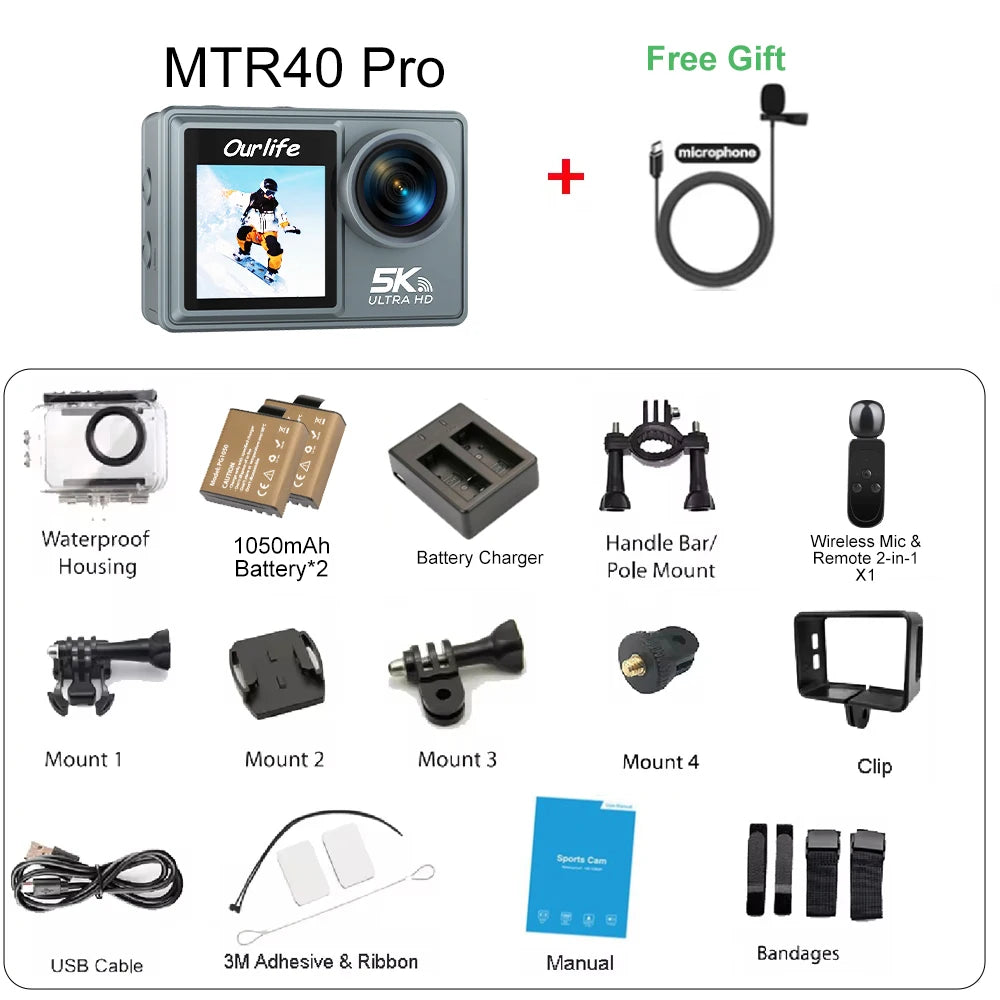 Ourlife MTR40 5K Action Camera – Capture Every Adventure in Stunning Detail