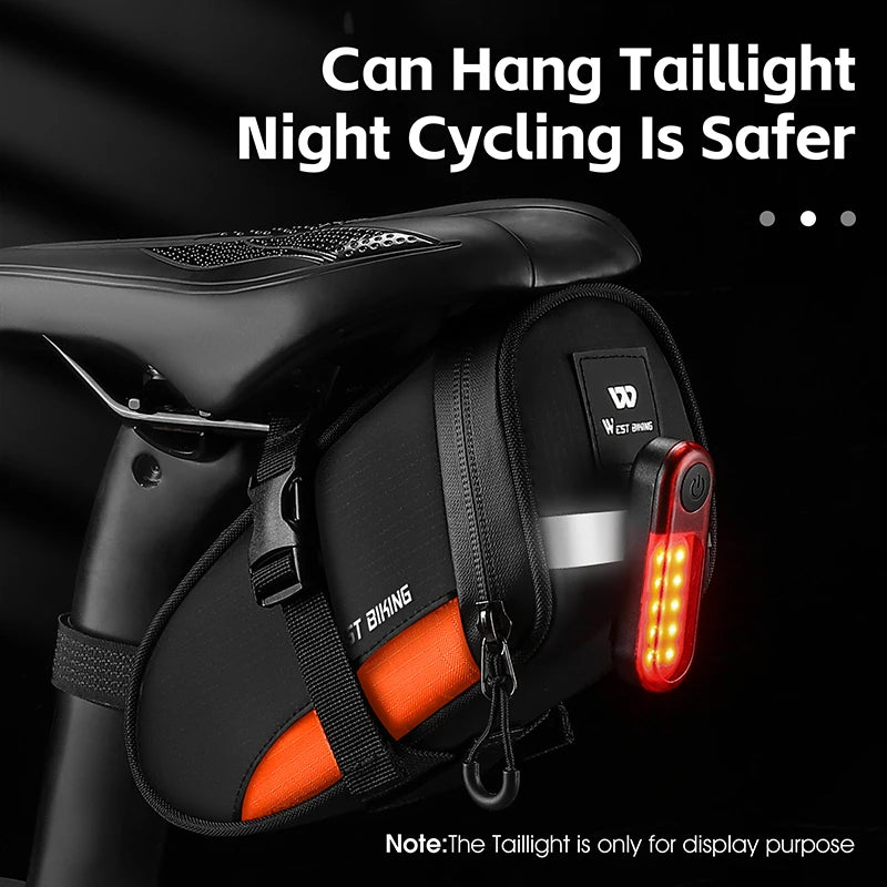 WEST BIKING 1.2L Waterproof Saddle Bag – Ultralight, Reflective & Tail Light Compatible