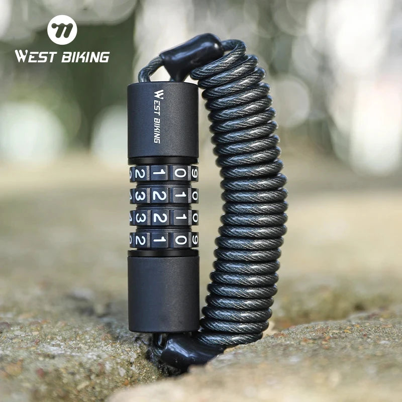 WEST BIKING Portable 4-Digit Password Cable Lock – Compact, Durable & Versatile for Helmets, Bikes & Luggage