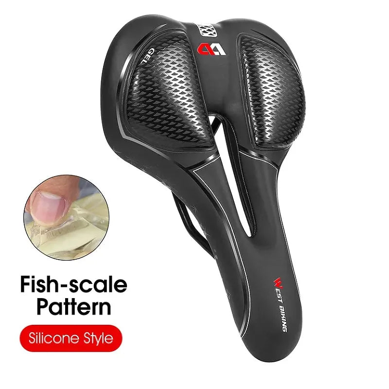WEST BIKING Gel Silicone Bicycle Saddle – Comfortable, Shock-Absorbing Seat for MTB & Road Bikes