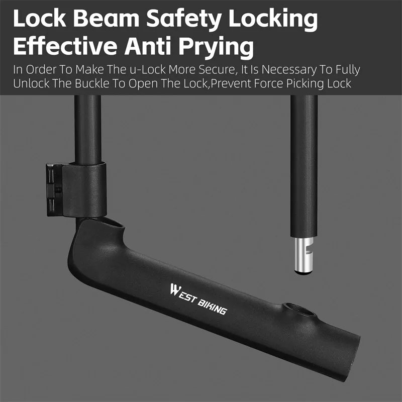 WEST BIKING Portable Bicycle U-Lock – Durable Anti-Theft Safety Lock for Bikes, Motorcycles, and Doors