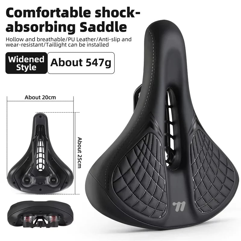 WEST BIKING Breathable Bicycle Saddle – Comfortable, Rainproof & Shock Absorbing with Optional Warning Lights