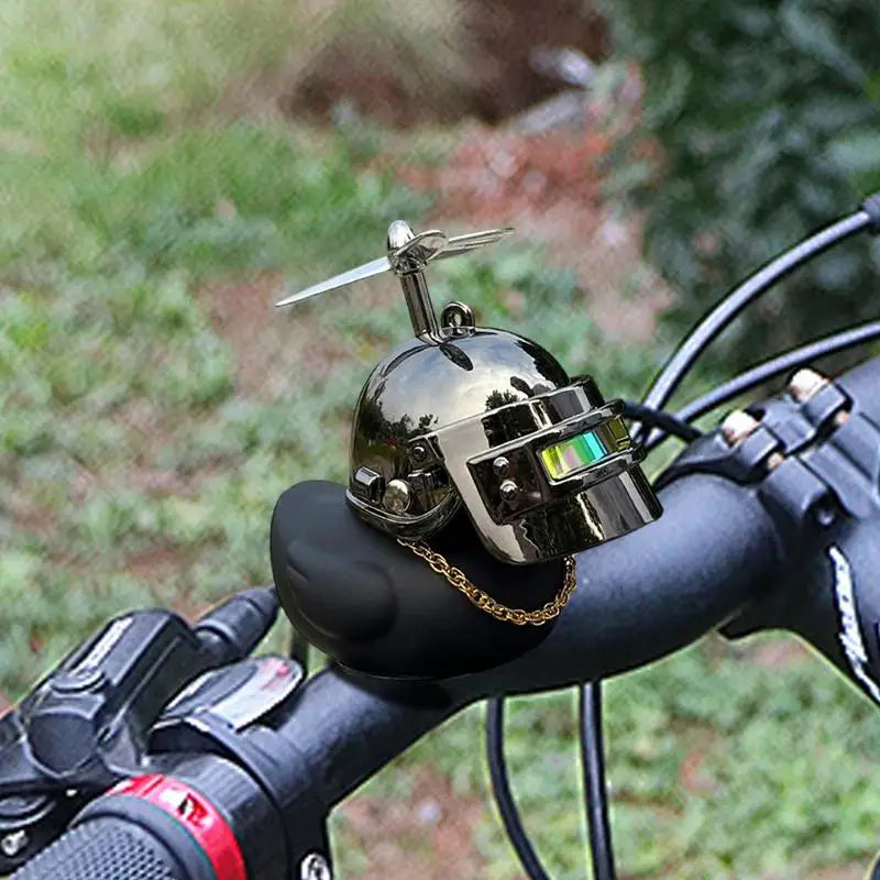 Motorcycle Handlebar Duck Cute Yellow Duck Squeeze Horn with Spinning Propeller for Bikes and Cars