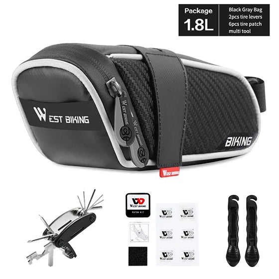 WEST BIKING Rainproof Reflective Bicycle Saddle Bag – Rear Tool Pouch for MTB & Road Cycling