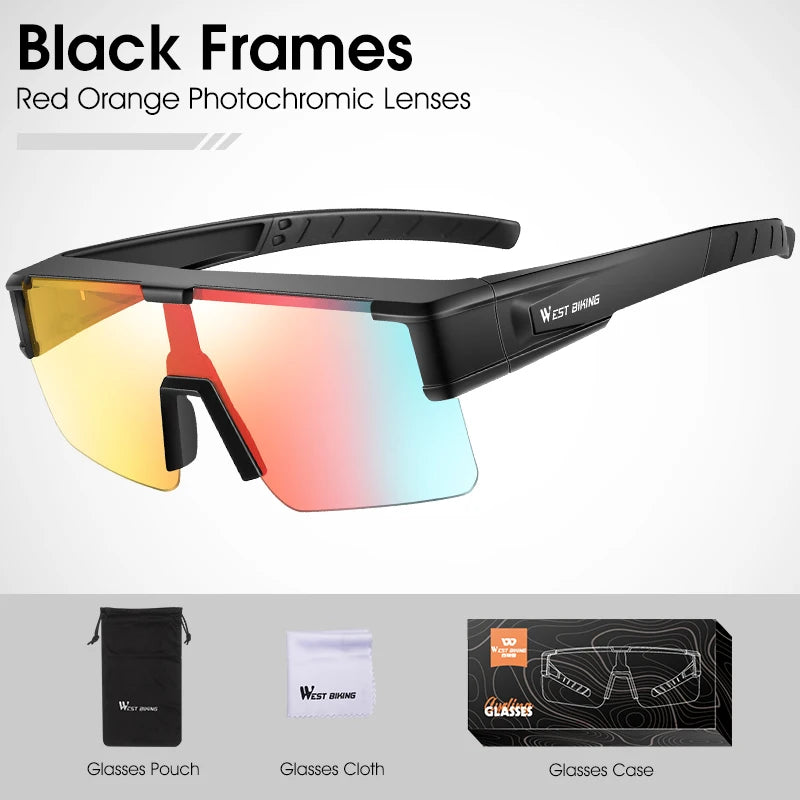 WEST BIKING Photochromic Cycling Glasses – UV400 Protection, Polarized Sport Sunglasses for MTB & Road Cycling