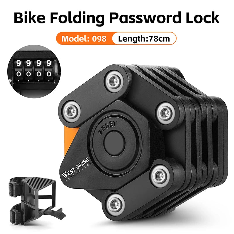 WEST BIKING 4-Digit Folding Password Lock – Durable, Anti-theft & Waterproof Bike Security