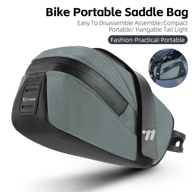 WEST BIKING Portable Waterproof Bicycle Saddle Bag – Compact, Durable & Rainproof for Cycling Gear Storage