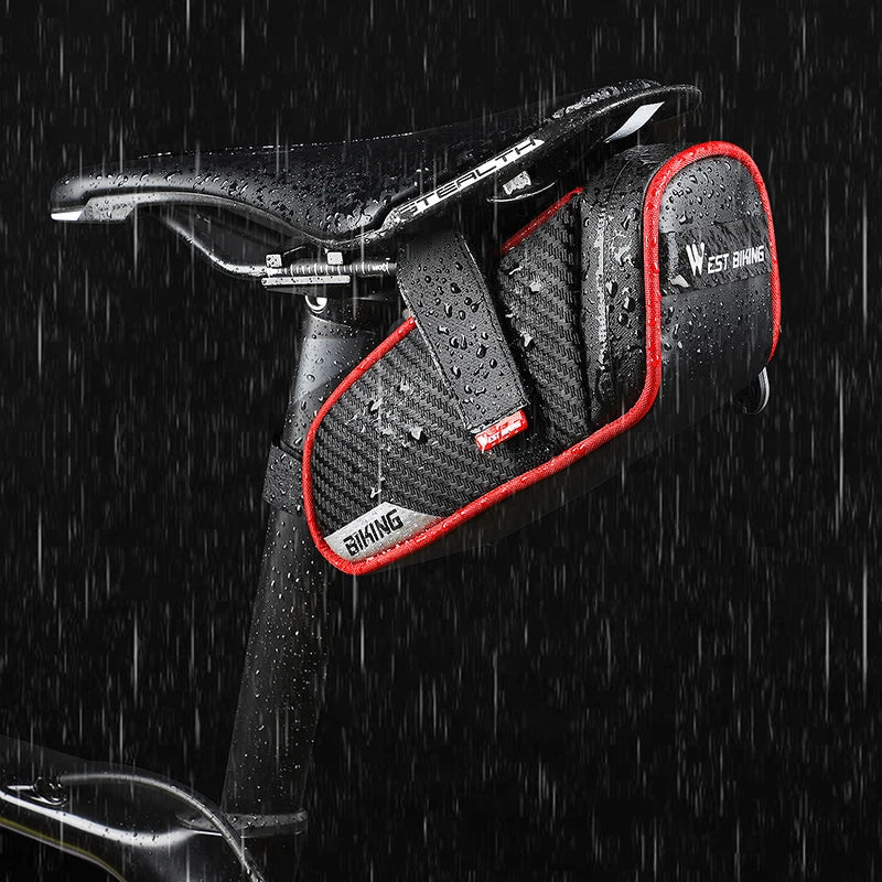 WEST BIKING Rainproof Reflective Bicycle Saddle Bag – Rear Tool Pouch for MTB & Road Cycling