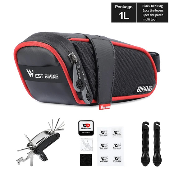 WEST BIKING Rainproof Reflective Bicycle Saddle Bag – Rear Tool Pouch for MTB & Road Cycling