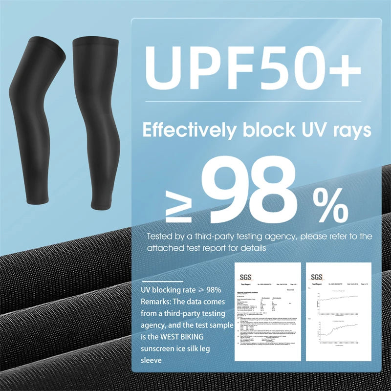 West Biking Ice Silk UV Protection Compression Leg Sleeves – Cooling & Non-Slip Sports Gear