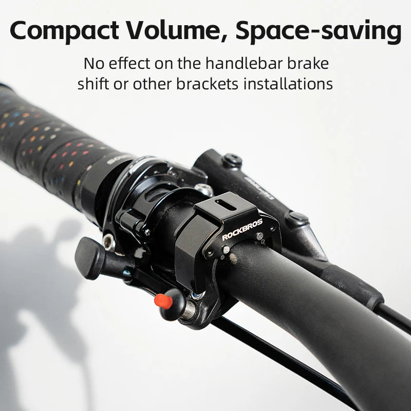 ROCKBROS C-Shaped Concealed Bicycle Bell Loud Compact Stainless Steel Handlebar Horn 100dB