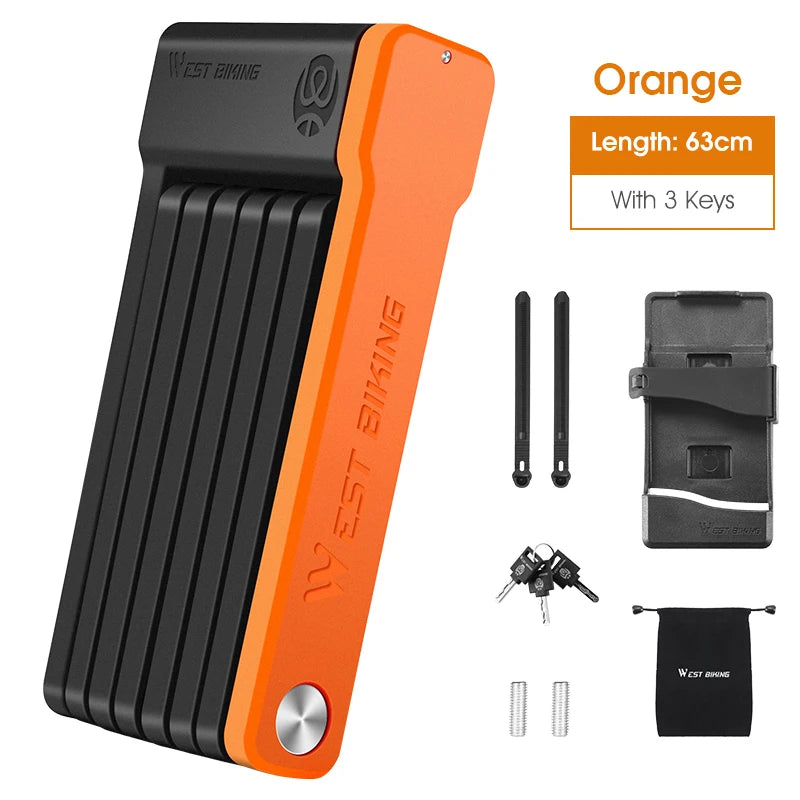 WEST BIKING Portable Folding Bike Lock – Durable Anti-Theft Steel Lock for Bicycles & Motorcycles