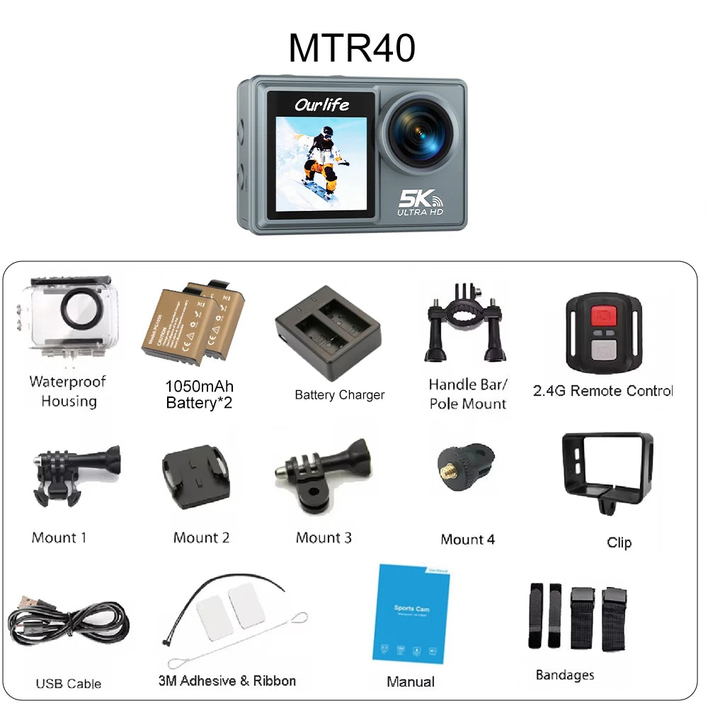 Ourlife MTR40 5K Action Camera – Capture Every Adventure in Stunning Detail