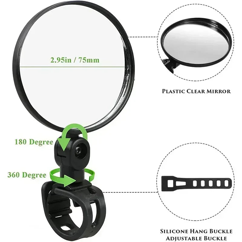 360° Adjustable Bicycle Rearview Mirror – Wide-Angle Handlebar Mirror