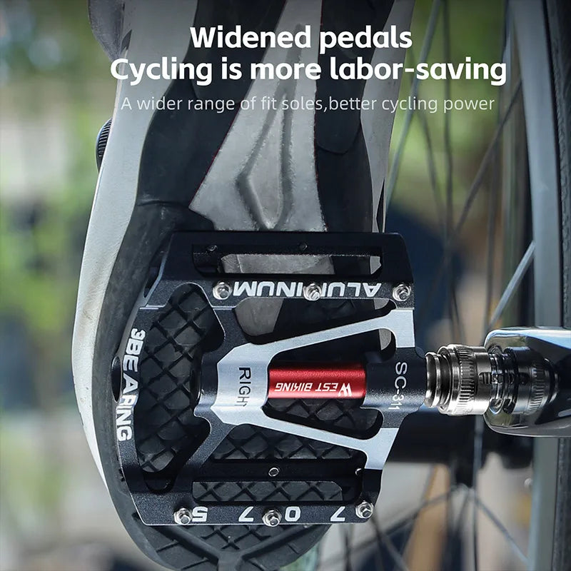 WEST BIKING Quick Release Widened Pedals – Non-Slip, Ultralight & 3 Bearings for Road & MTB