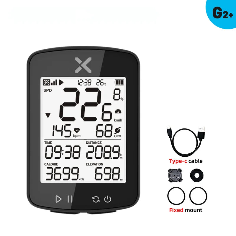 XOSS G2 G2 Plus Cycling Computer Wireless GPS Speedometer with ANT+ Connectivity and IPX7 Waterproof