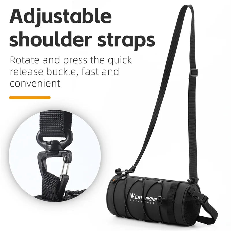 WEST BIKING 2L Multifunctional Handlebar Bag – Waterproof, Reflective & Portable Storage for Road & MTB Cycling